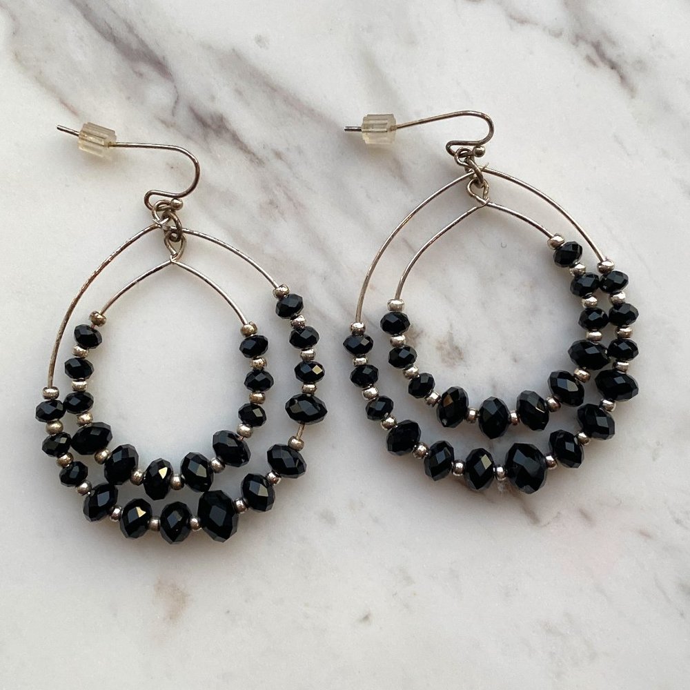 Beaded Teardrop Hoop Earrings